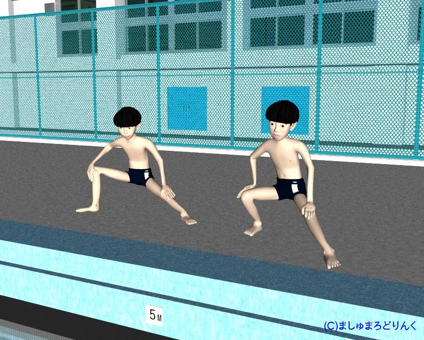 プール : No.17 / スクール水着姿の男子小学生