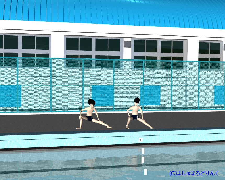 プール : No.21 / スクール水着姿の男子小学生