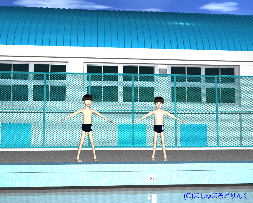 プール : No.22 / スクール水着姿の男子小学生