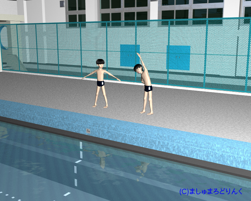 プール : No.24 / スクール水着姿の男子小学生